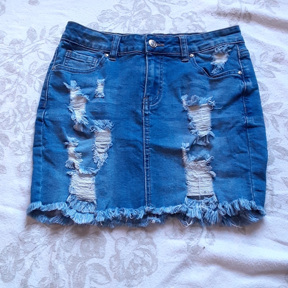 Small WAX Jean distressed mini skirt